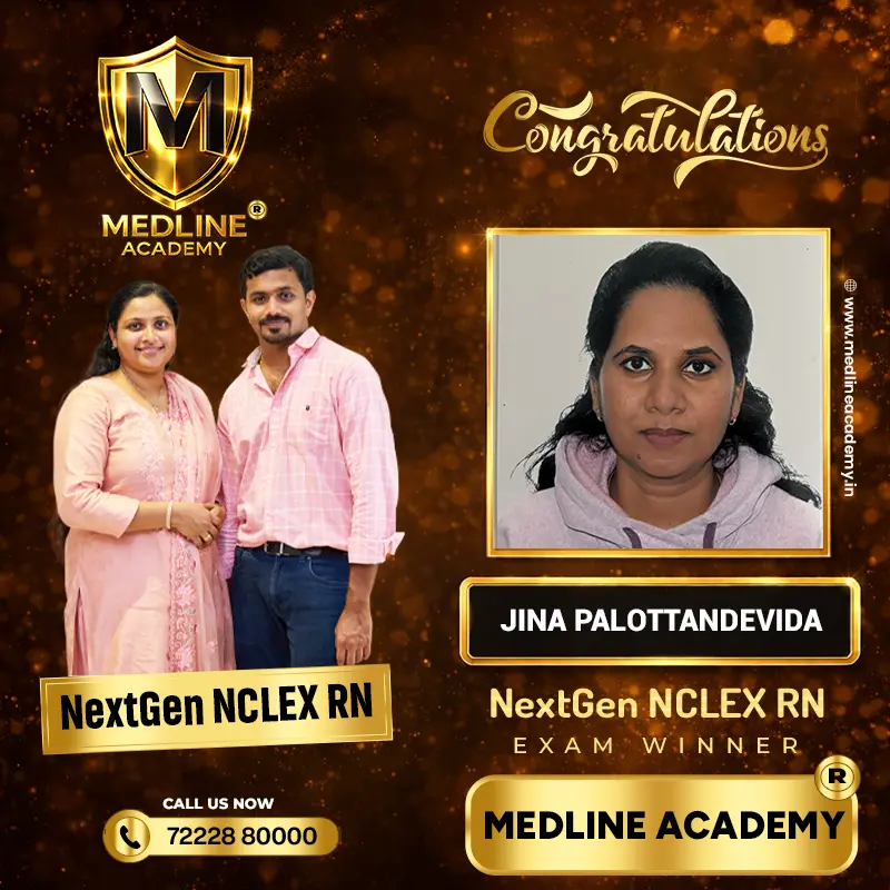 Jina Palottandevida NextGen NCLEX RN exam winner from Medline Academy Kerala