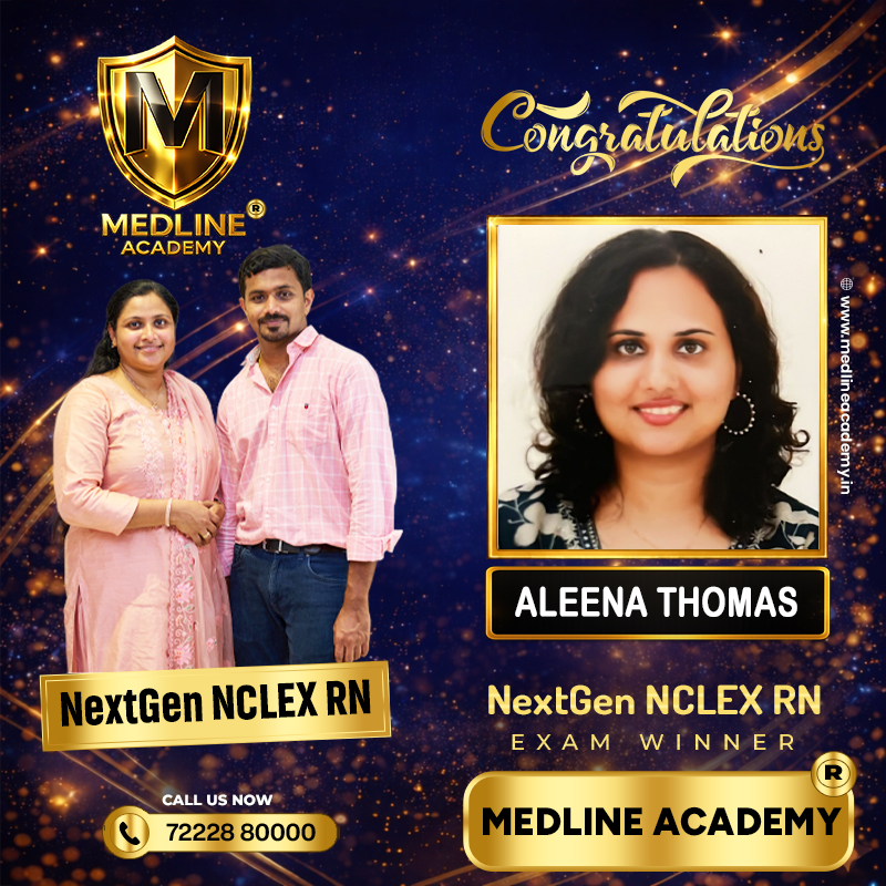 “Aleena Thomas NCLEX-RN success story from Medline Academy – trained under Ainstin S Dennis and Tincy Mathew, leading NCLEX coaching centre in Kerala”