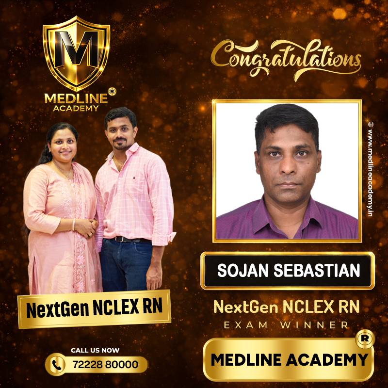 NCLEX-RN success story from Medline Academy – trained under Ainstin S Dennis and Tincy Mathew, leading NCLEX coaching centre in Kerala