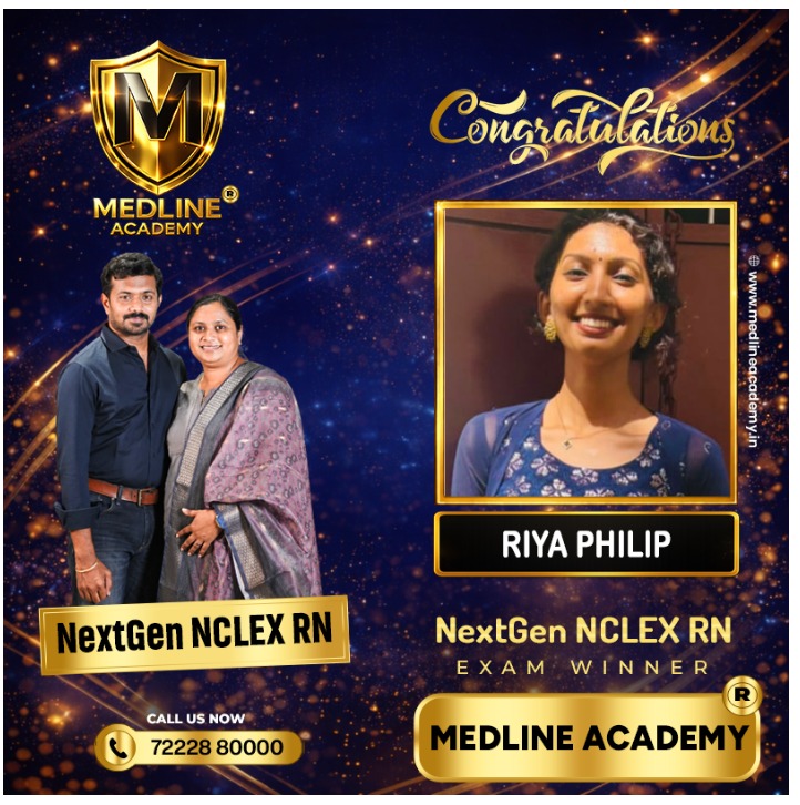 “ Riya Philip NCLEX-RN success story from Medline Academy – trained under Ainstin S Dennis and Tincy Mathew, leading NCLEX coaching centre in Kerala”