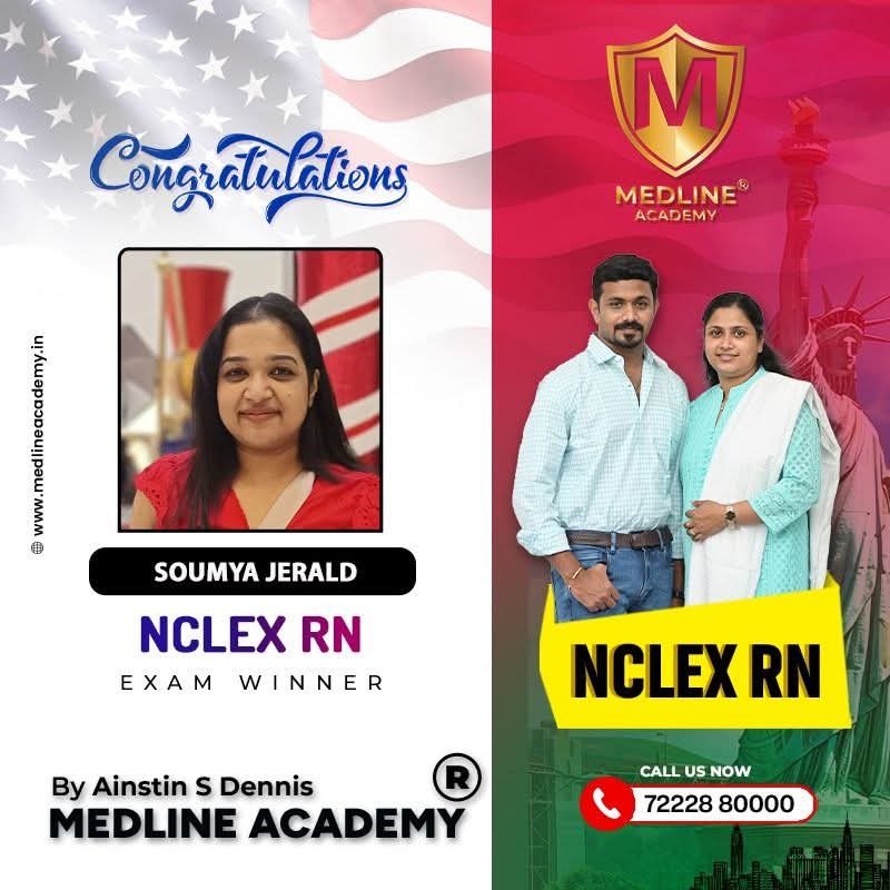 Soumya Jerald NCLEX-RN success story from Medline Academy – trained under Ainstin S Dennis and Tincy Mathew, leading NCLEX coaching centre in Kerala”