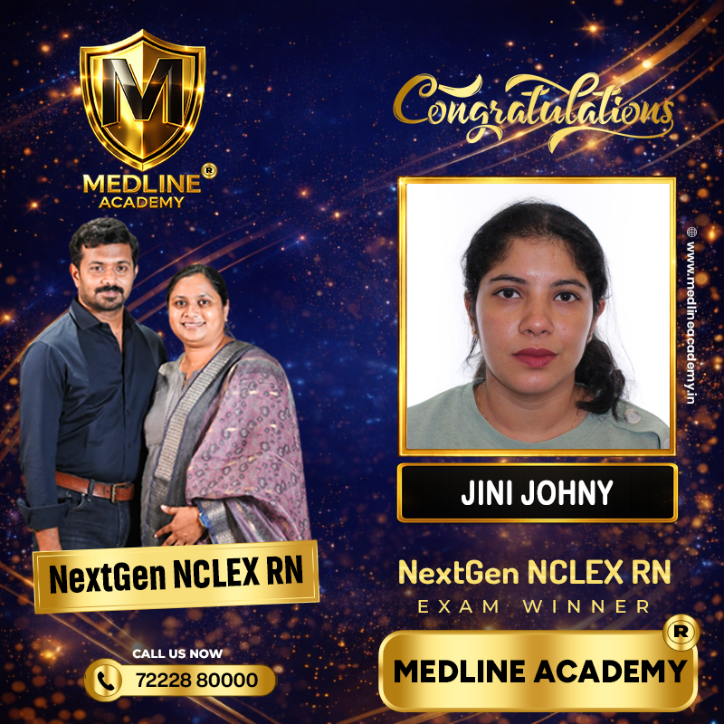 “Jini Johny NCLEX-RN success story from Medline Academy – trained under Ainstin S Dennis and Tincy Mathew, leading NCLEX coaching centre in Kerala”