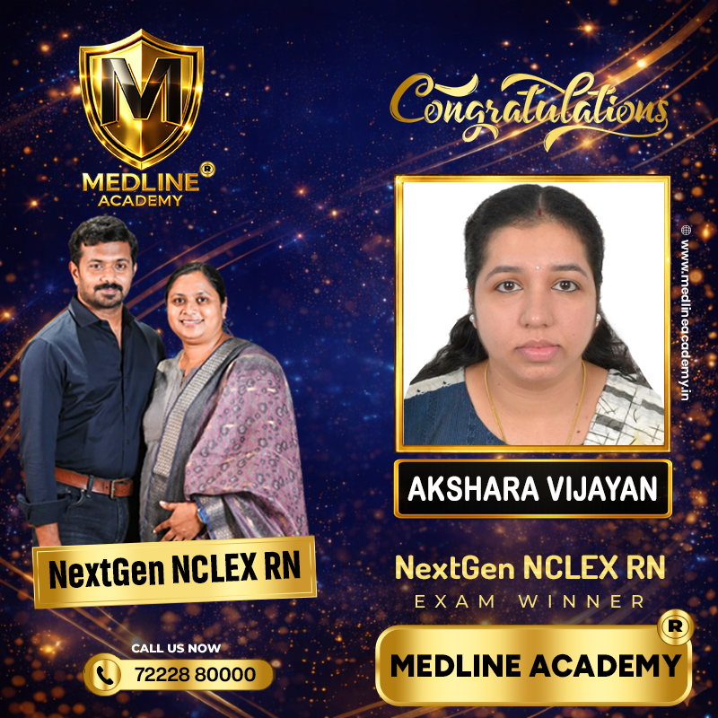 “Akshara Vijayan TNCLEX-RN success story from Medline Academy – trained under Ainstin S Dennis and Tincy Mathew, leading NCLEX coaching centre in Kerala”
