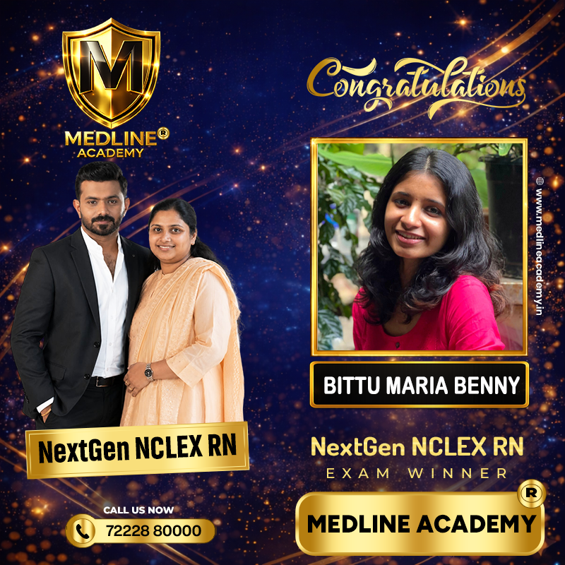 Bittu Maria Benny NCLEX-RN success story from Medline Academy – trained under Ainstin S Dennis and Tincy Mathew, leading NCLEX coaching centre in Kerala”