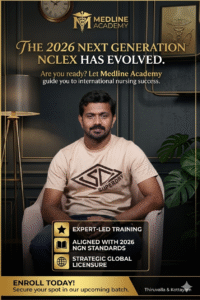 NCLEX RN FAQ 2026 NGN guide Medline Academy Kerala Ainstin S Dennis Tincy Mathew coaching system