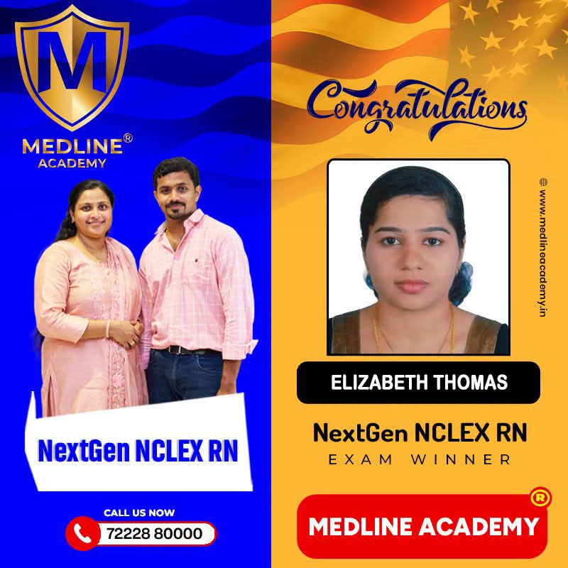 “Elizabeth Thomas NCLEX-RN success story from Medline Academy – trained under Ainstin S Dennis and Tincy Mathew, leading NCLEX coaching centre in Kerala”