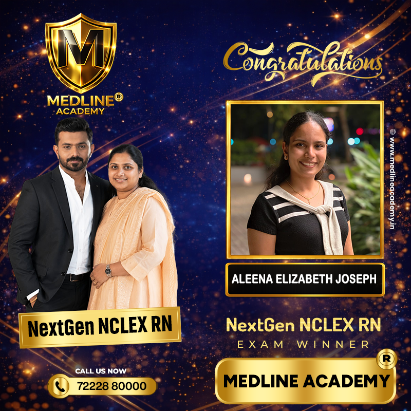 Aleena NCLEX-RN success story from Medline Academy – trained under Ainstin S Dennis and Tincy Mathew, leading NCLEX coaching centre in Kerala”