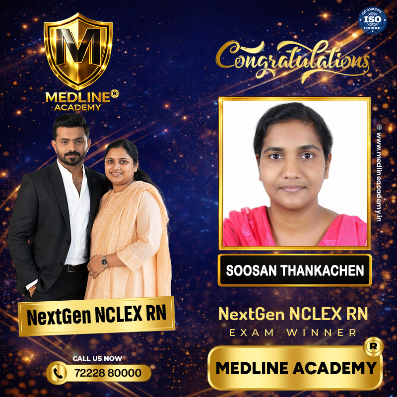SoosanThankachen NCLEX-RN success story from Medline Academy – trained under Ainstin S Dennis and Tincy Mathew, leading NCLEX coaching centre in Kerala”