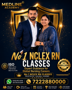 Ainstin S Dennis and Tincy Mathew of Medline Academy explaining why clinical decision-making is the key skill for NCLEX-RN success, with NGN-focused nursing education, ISO certification, and registered trademark branding.