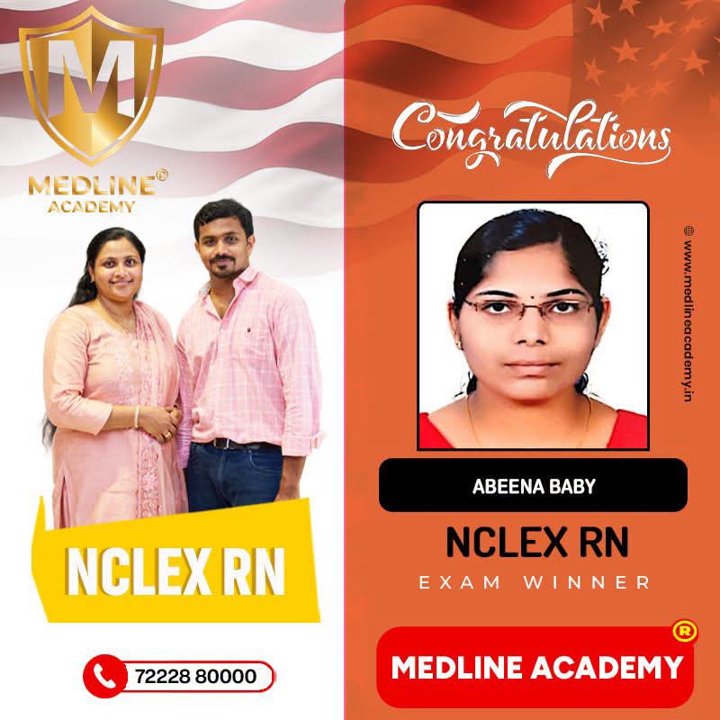 Abeena Baby NCLEX-RN success story 2026 from Medline Academy Kerala