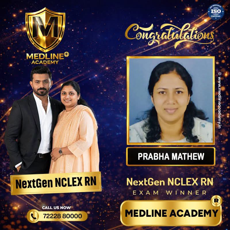 Prabha Mathew NCLEX-RN Result 2026 Medline Academy Thiruvalla kerala