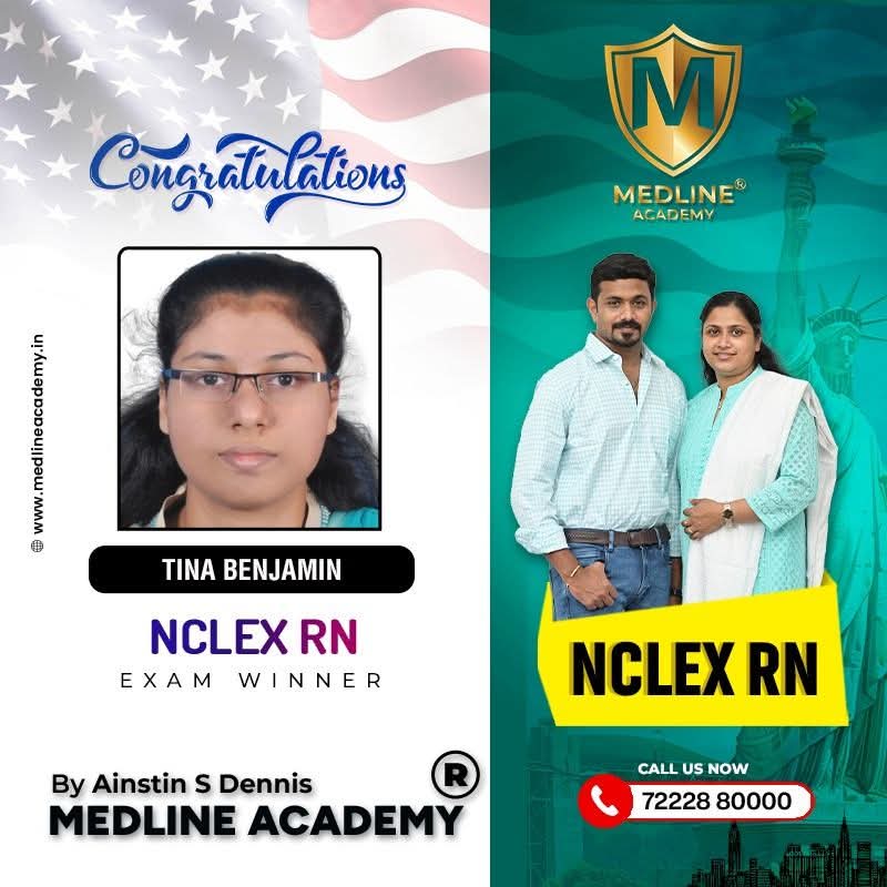TINA BENJAMIN NCLEX-RN Result 2026 Medline Academy Thiruvalla kerala