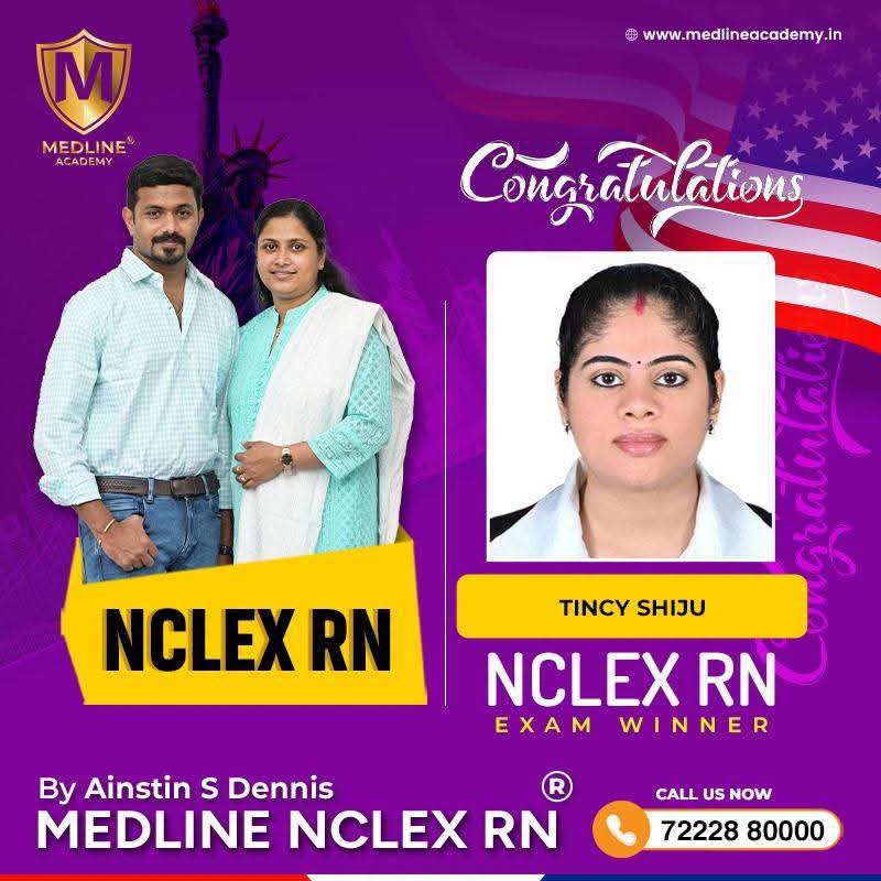 TINCY BIJU NCLEX RESULT 2026 MEDLINE ACADEMY THIRUVALLA KERALA