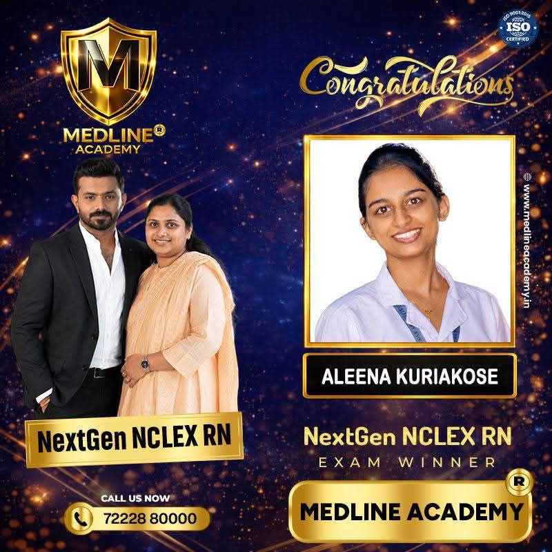 Aleena Kuriakose NCLEX-RN Result 2026 Medline Academy Thiruvalla kerala