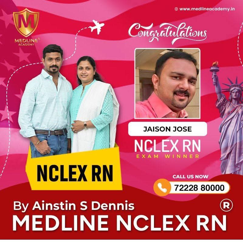 Jaison Jose NCLEX-RN Result 2026 Medline Academy Thiruvalla kerala