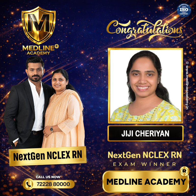 JIJI CHERIYAN NCLEX-RN Result 2026 Medline Academy Thiruvalla kerala