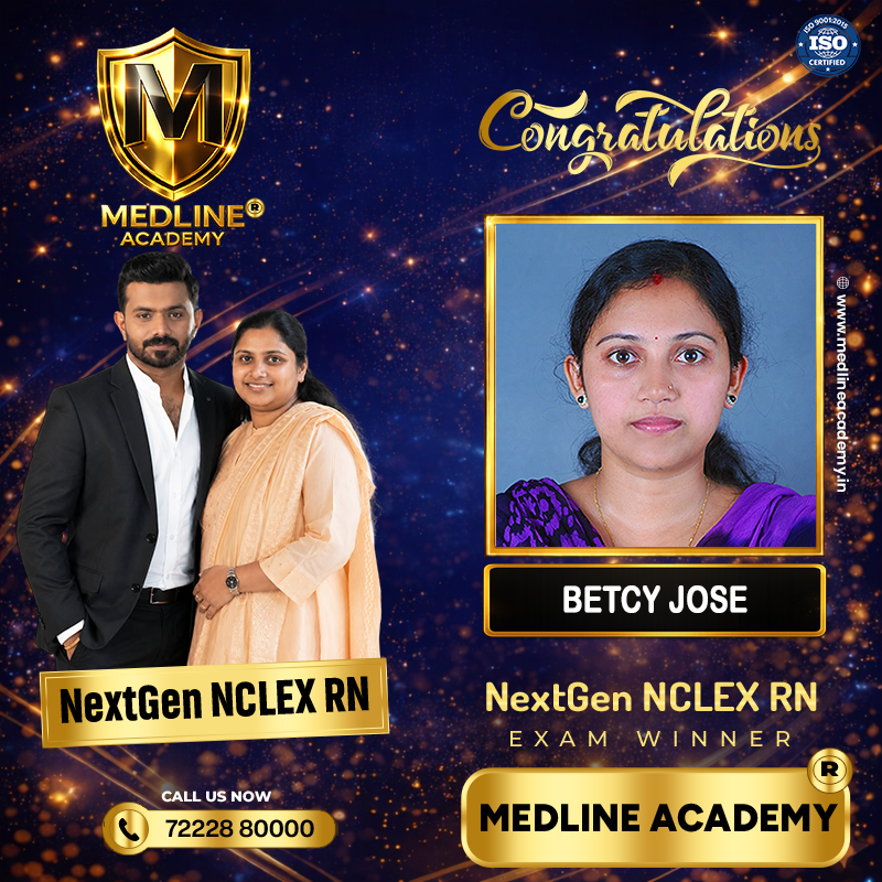 BETCY JOSE NCLEX-RN Result 2026 Medline Academy Thiruvalla kerala