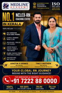 Medline Academy NCLEX-RN coaching session with Ainstin S Dennis and Tincy Mathew guiding nursing students in Next Generation NCLEX (NGN) preparation.