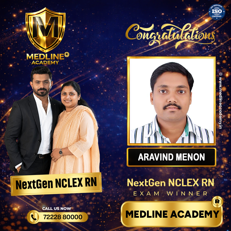 Aravind Menon NCLEX-RN Result 2026 Medline Academy Thiruvalla kerala