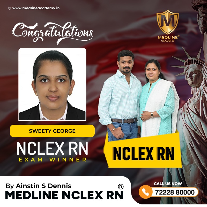 SWEETY GEORGE NCLEX-RN Result 2026 Medline Academy Thiruvalla kerala