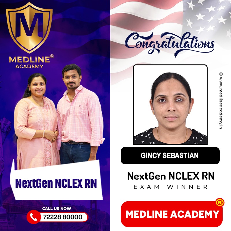 GINCY SEBASTIAN NCLEX-RN Result 2026 Medline Academy Thiruvalla kerala